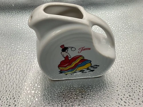 HTF!  Fiesta "DANCING LADY" Mini Disk Pitcher 5 oz - MINT