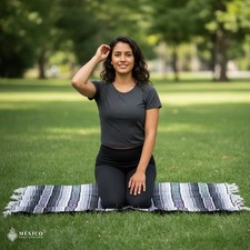Mexican Falsa Sarape Blanket Durable Acrylic Throw for Yoga Beach