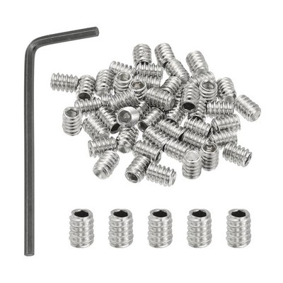 #10-24x1/4 Hex Socket Grub Screws, 50 Pcs Cup Point Set Screw with Wrench