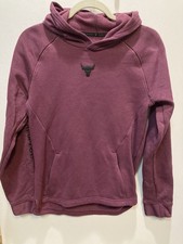 Under Armour Project Rock Youth Hoodie Size Large Red Loose Fit Sweatshirt Boys