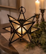 Moroccan Glass Star Hanging Lantern 8x8  Whim...