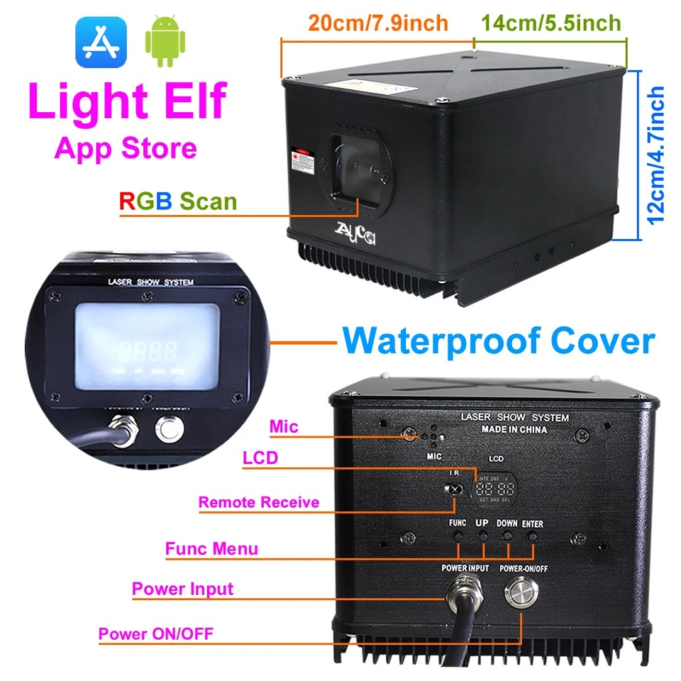 Android iOS APP 3W RGBW Laser Outdoor IP65 Animation Show Projector Stage Lights - Image 4 of 4