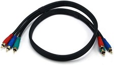 3FT Component Video Cable, 3 RCA RGB Component Male Black 2186