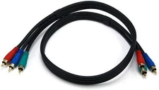 3FT Component Video Cable, 3 RCA (RGB) Component Male Black  2186