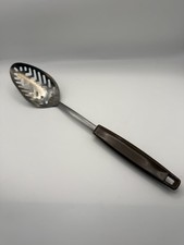 Vintage Ekco Slotted Spoon Brown Handle Made in USA Kitchen Cooking Utensil