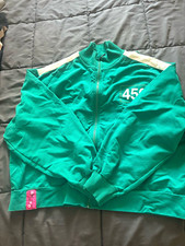 Squid Game 456 Full Zip Track Jacket Green/White Cotton Jersey Size L limited