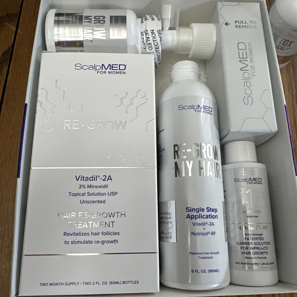 Nuevo en caja Kit de pérdida de cabello para re-crecimiento ScalpMED para mujeres suministro para 2 meses nuevo en caja sellada Foto 2 de 4
