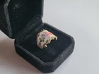 Vintage ESPO Sterling Silver & Enamel Ring w/ Vermeil Finish