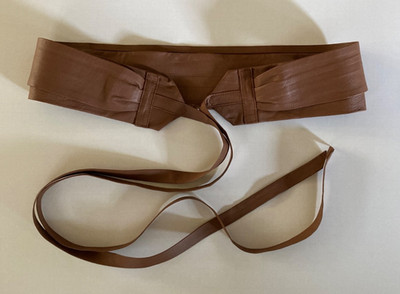 G.I.L.I. Got It Love It Leather Obi Wrap Belt/2 Layers/Cognac/Size M/L/NEW!