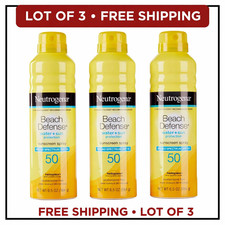 Lot of 3 Neutrogena Beach Defense Water Sun Protection SPF 50 6.5 oz 08/2027