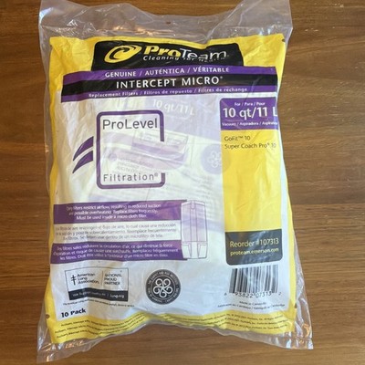 10 Pack 107313 ProTeam Intercept Micro Filter Bags 10qt Fits Super Coach Pro 10