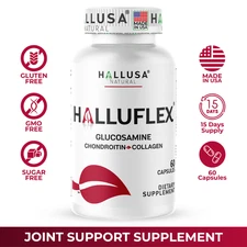 Halluflex Glucosamine Chondroitin 1500 mg - Joint Pain Relief Supplements 60 Ct