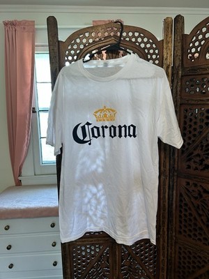 White Fruit Of The Loom Large T-shirt With Corona Beer Design
