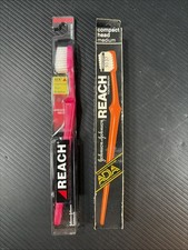 2 Vtg 90  s Reach Adult Compact Head Toothbrushes Johnson  Johnson NEW