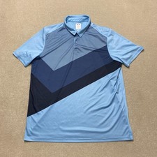Oakley Polo Shirt Mens Large Blue Colourblock Golf Performance Top Polyester
