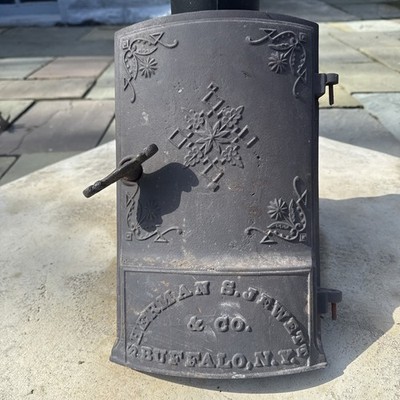 Antique The Buffalo NY Sherman S Jewett Co Cast Iron Stove Door Rare 1800s