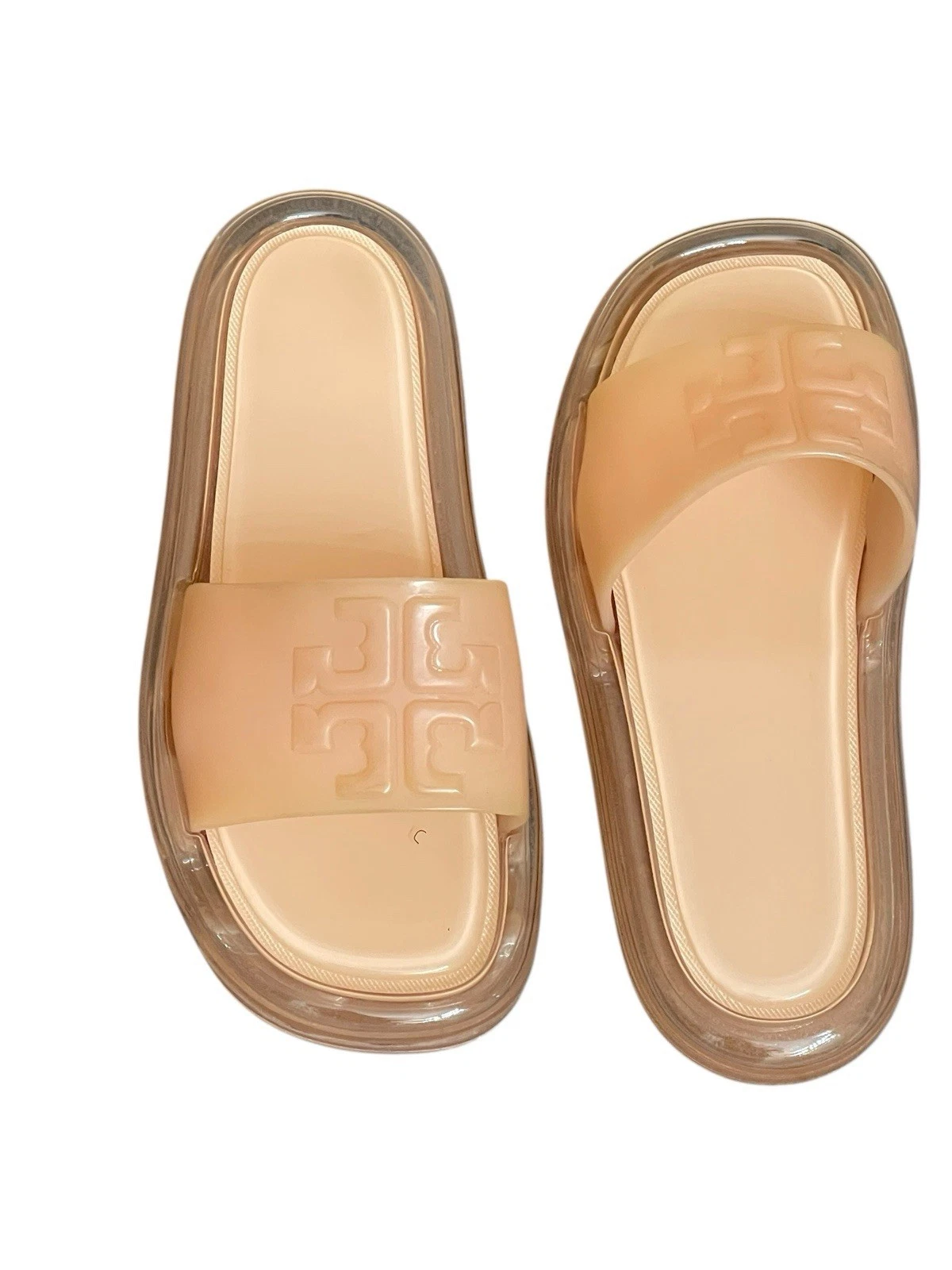 Tory Burch New Peach Bubble Jelly Sandals Slides Beach Ready Size 6B