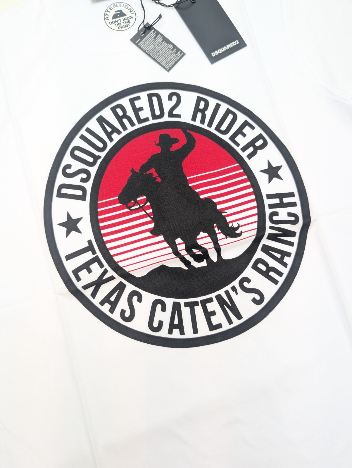 DSQUARED2 D2 T-SHIRT MENS RIDER TEXAS RANCH COWBOY - S - WHITE - RRP £190 image 5