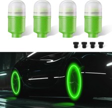 4pcs Green Led Tire Valve Cap Lights Waterproof Neon Wheel Light Color Green