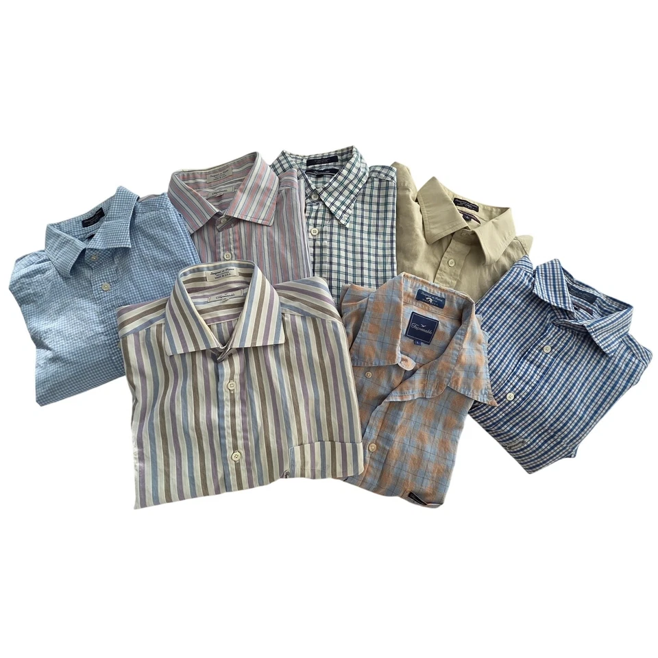 Lote a granel de 7 camisas faconnables para hombre varias L defectuosas - manga larga y corta Foto 3 de 4