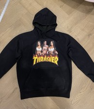 Thrasher Black Hoodie Size M Custom Graphic Playboy Models Y2K Streetwear