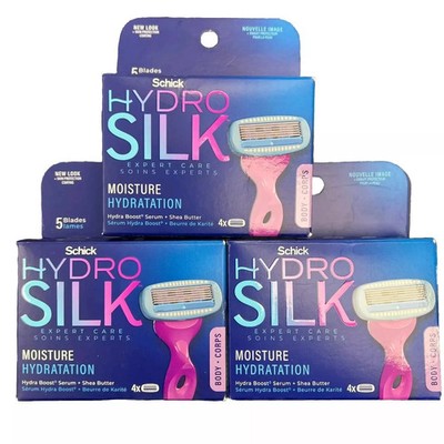 3 Pack Schick Hydro Silk Moisture Hydration 5 Blades With 4 Cartridges Each Box