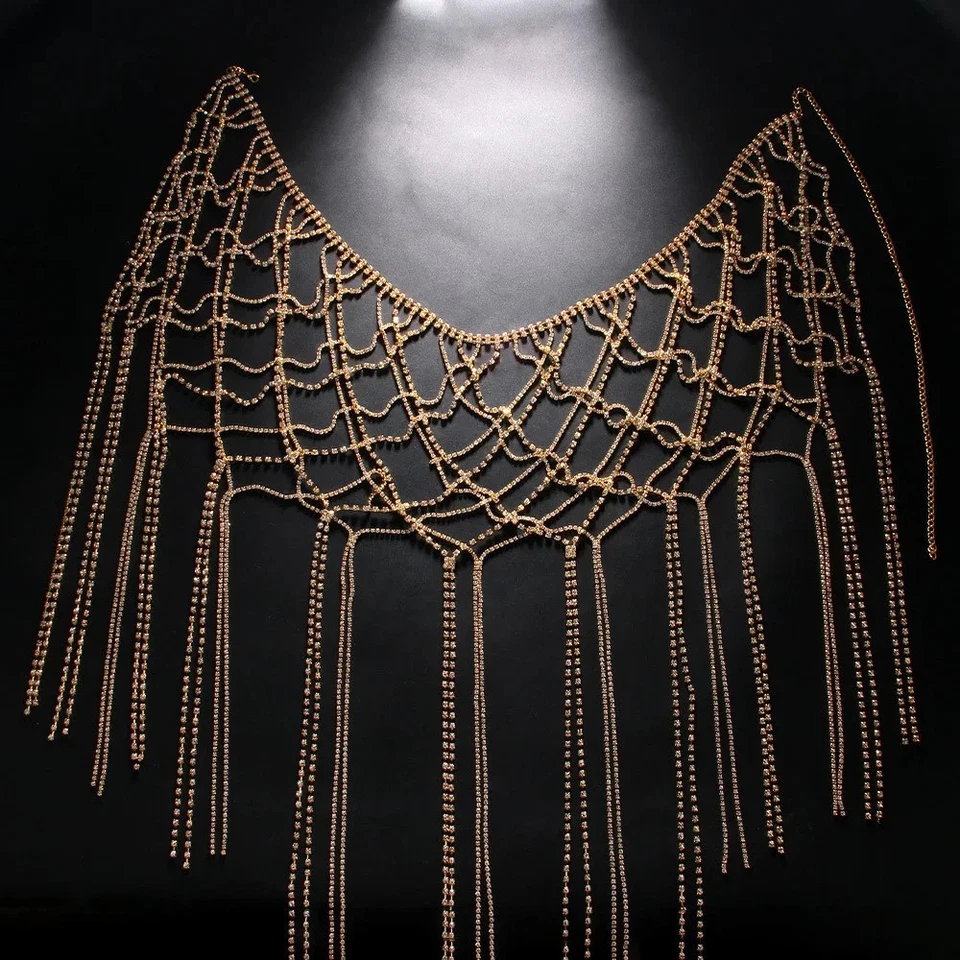 Faldas borla estrás bikinis accesorios club nocturno sexy cadena corporal joyería Foto 3 de 4