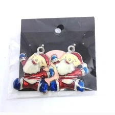 HANDMADE Jolly St. Nick Jumping For Joy Santa Clause Christmas Holiday Earrings