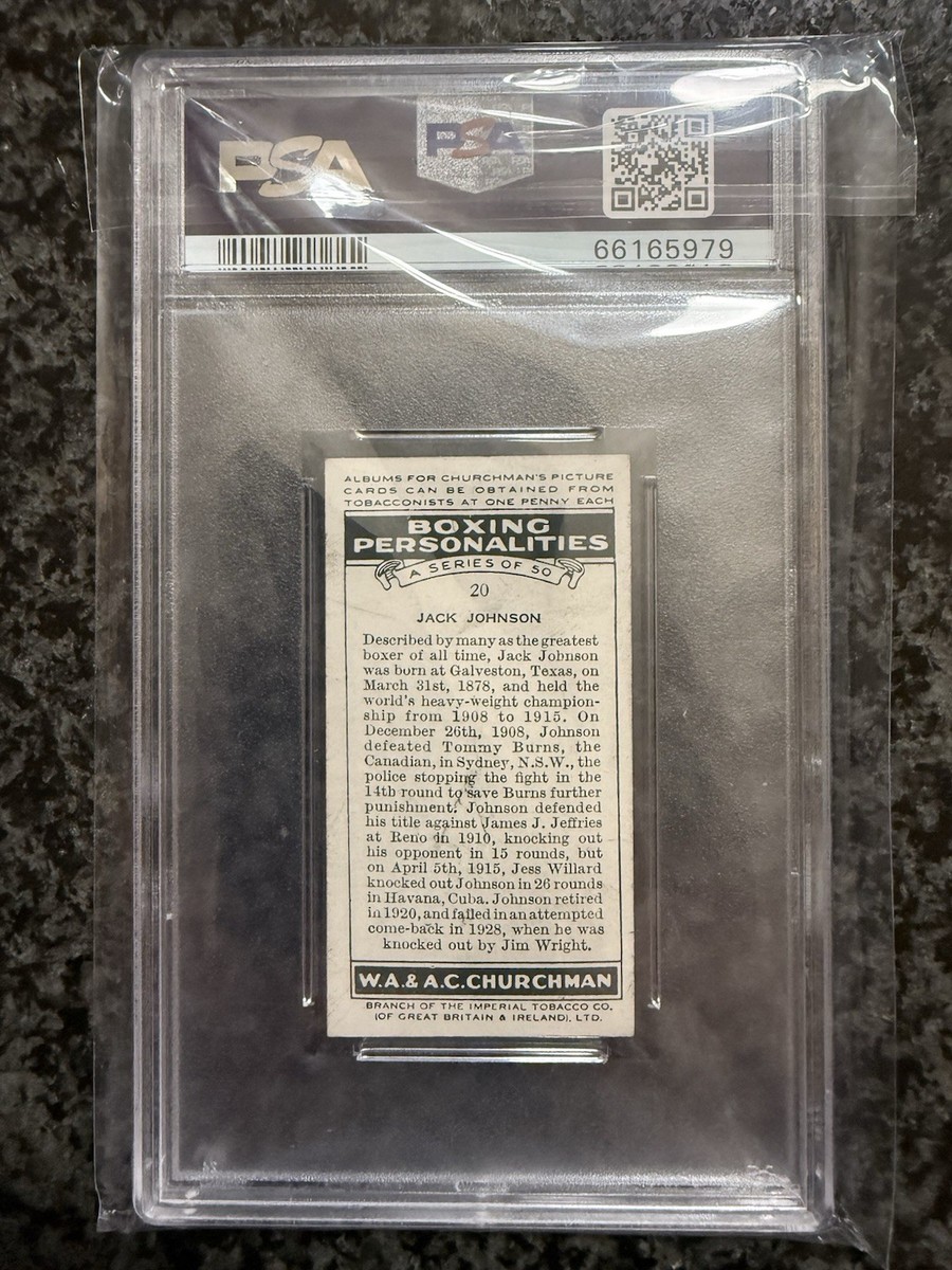 1938 WA & AC Churchman #20 Jack Johnson Boxing Personalities PSA 6 EX-MT