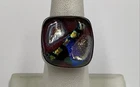 91.8 Sterling Silver Tested Vintage Ring W/ Dichroic Glass