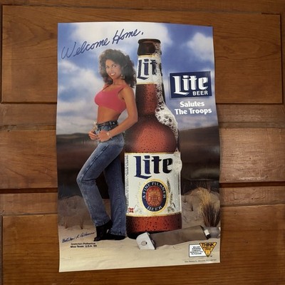 Vintage Miller Lite Miss Texas U.S.A  Gretchen Polhemus 1989 Bar Poster 