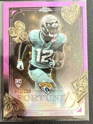 2025 Topps Chrome Travis Hunter Fortune Pink Refractor 12/250 JERSEY MATCH Jags