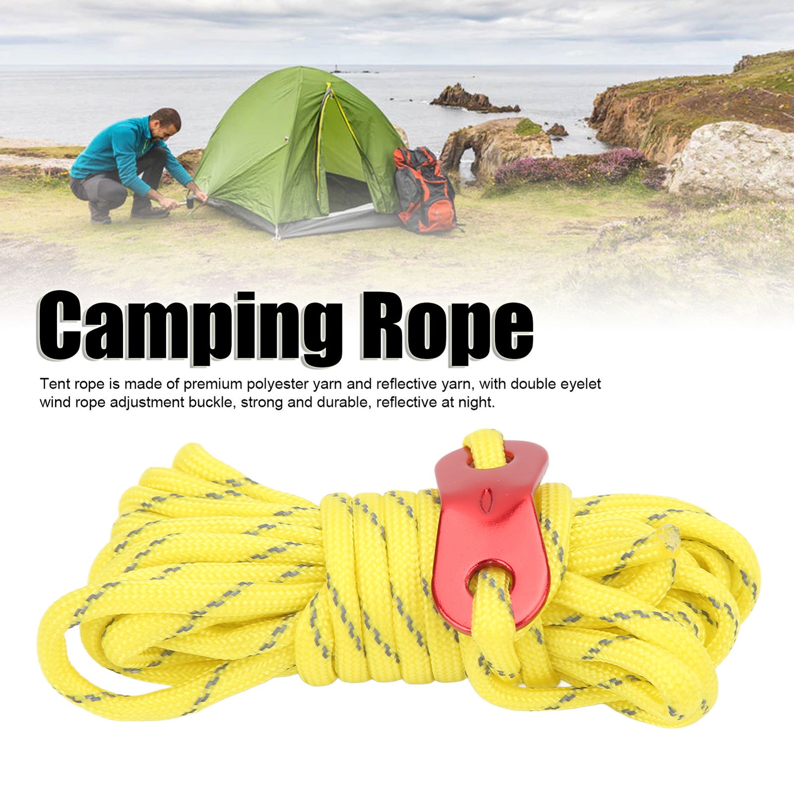 Outdoor Camping Reflective Camping Rope Bold Windproof Tent Cord Rope 4mm Canopy