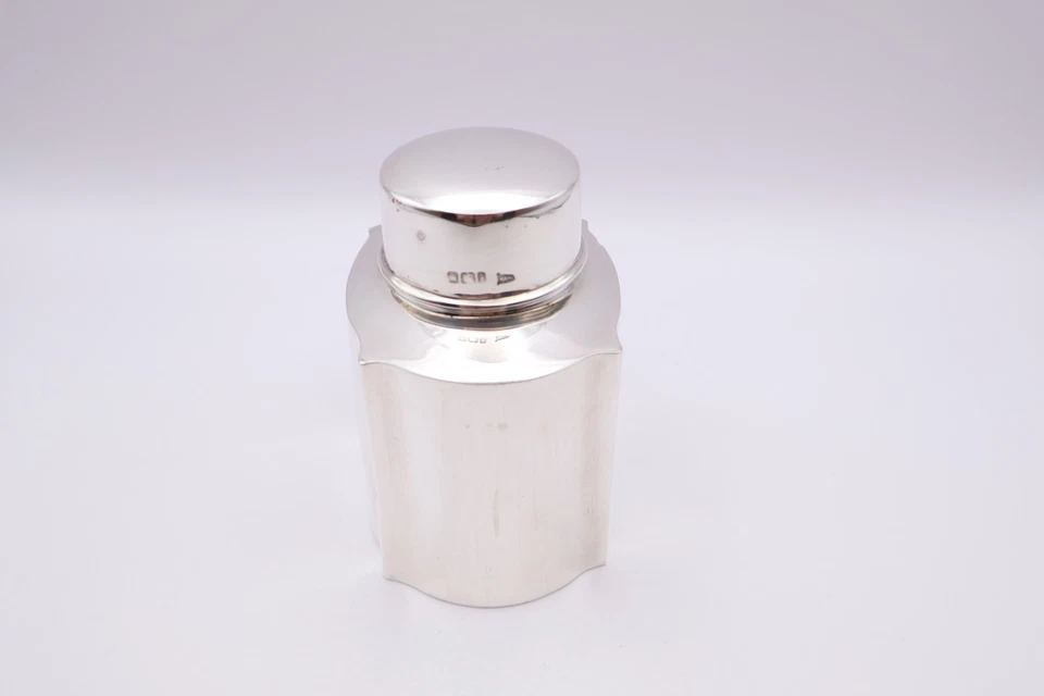 Antique Sterling Silver Shaped Tea Caddy Sheffield 1901 Walker & Hall - Image 2 of 4