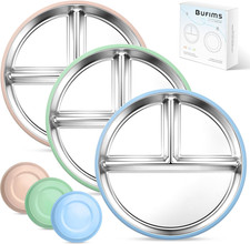 3 Pack Stainless Steel Baby Suction Plates   Divided Toddler Plates for Baby Led