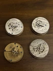 4 Antique Pocket Watch Movements American Waltham Elgin - 18s - Parts/Repair Lot
