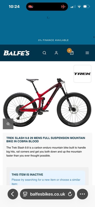 Trek Slash 8 GX Full Suspension Mountain Bike Disc X-Large Cobra Blood Red Fade
