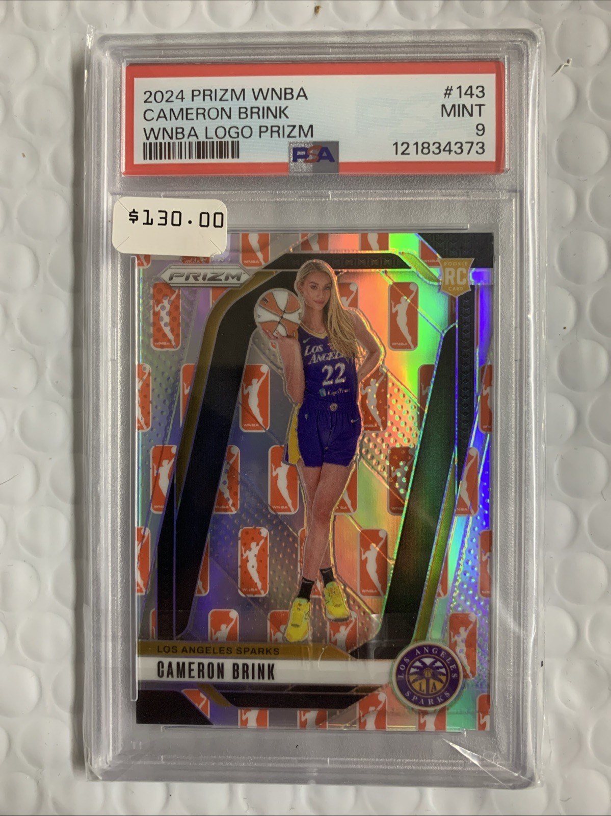 2024 PSA 9 Cameron Brink RC #143 WNBA Logo Prizm Rookie Panini Prizm Basketball view 2