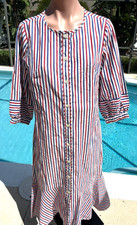 J. Crew Red White Blue Striped Maxi Dress size 2 NEW Side Pockets