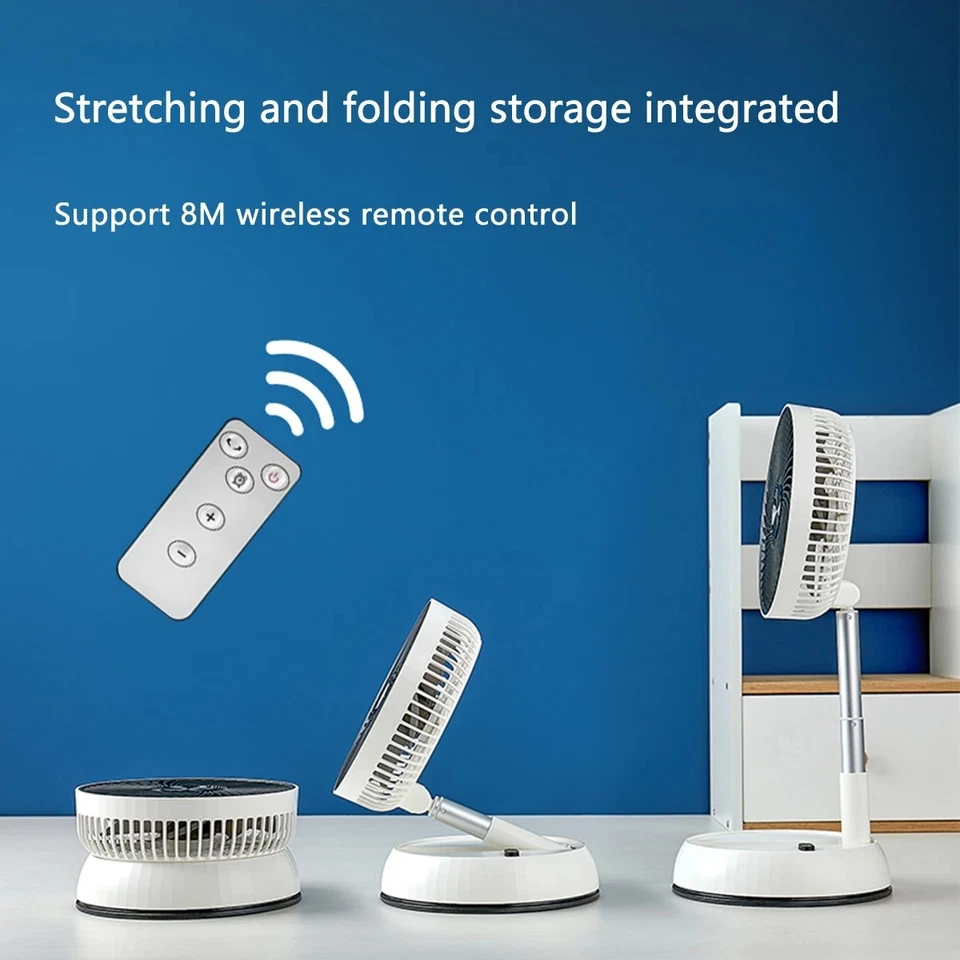 Portable Oscillating Standing Fan – Foldable Rechargeable Desk Pedestal Fan - Image 3 of 4