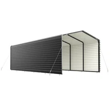 ALEKO Steel Carport with Corrugated Roof and Sidewall Panels 12 x 26 ft  Black