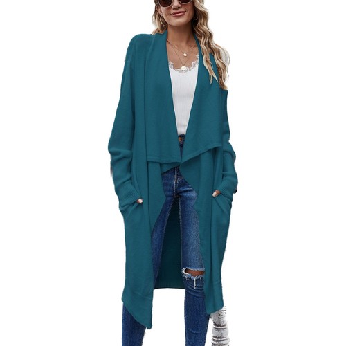 Damen Langarm Cardigan Pullover vorne offen drapierter Ausschnitt Grobstrick weich Oberteil - Bild 50 von 57