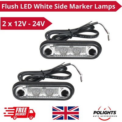 2 x Unterputz LED Weiß Seitenmarkierungsleuchten 12V/24V 2 SMD Kontrollleuchten Auto Abholung