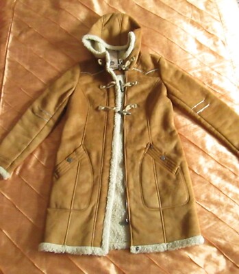 MYMO DUFFLECOAT MANTEL VELOURS LAMMFELLOPTIK TEDDYFUTTER COGNAC