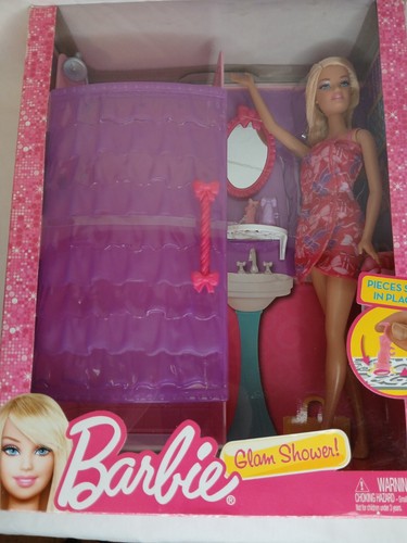 Barbie Glam Shower Playset - Includes Doll, Shower & Bathroom Accessories NIB - Picture 10 of 16