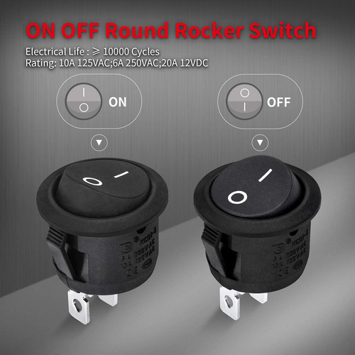 on off round Rocker Switches SPST 20Mm Mini 12 Volt DC Mini Circle Toggle Switch - Picture 2 of 12