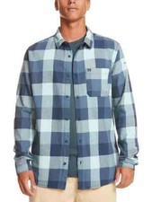 Camisa a Cuadros Quiksilver MOTHERFLY Para Hombre Azul Ajuste Reg Franela Talla S, Azul a Cuadros