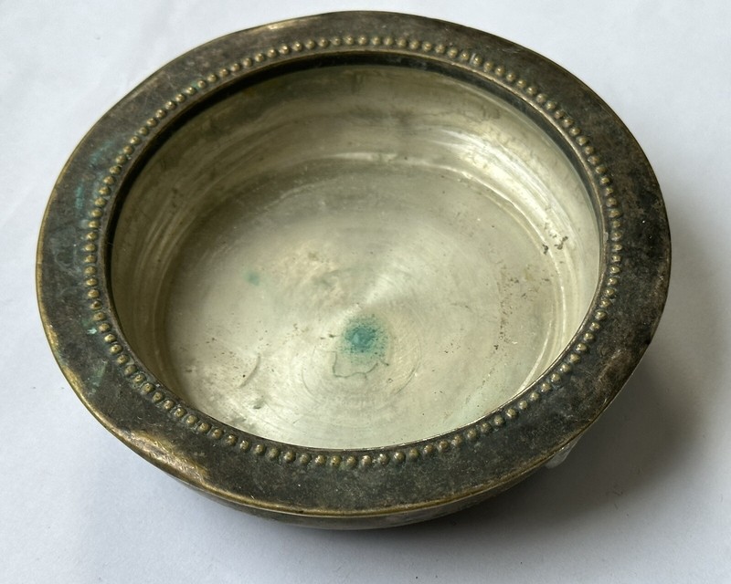 Antique Glass & Silver Coaster Ashtray W & S Blackinton Fine Silverplate 50 vtg