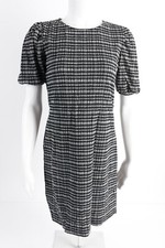 Zara Women Dress S Small Black White Short Puff Sleeve Textured 1131/911 NWT