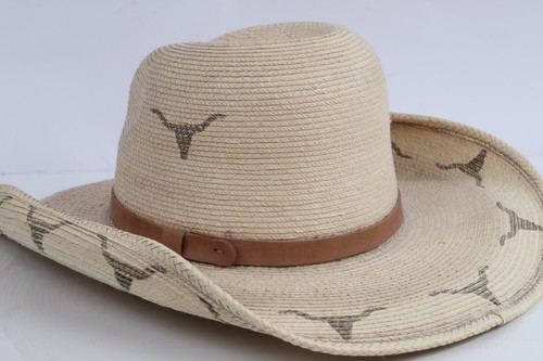 Vintage Sunbody Longhorn Cowboy Hat Straw Handcrafted Guatemalan Palm Leaves